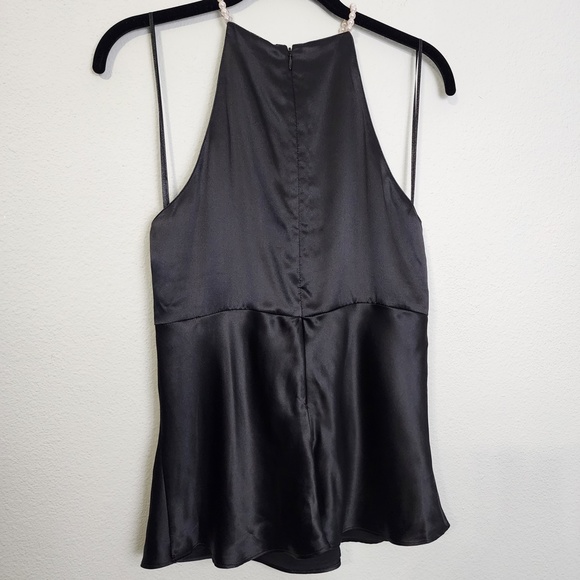 100% Silk Black and Pearl String Halter Top Women's Size 8 - Picture 7 of 7